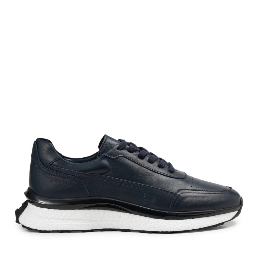 Zeytuk Lacivert Sneakers Hakiki Deri Erkek Ayakkabı