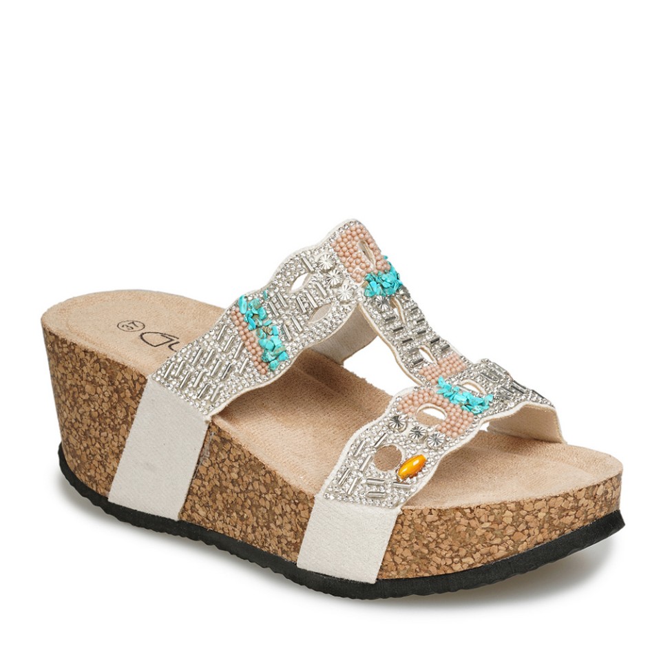 Zeytuk Lame Taşlı Tekstil Kadın Terlik