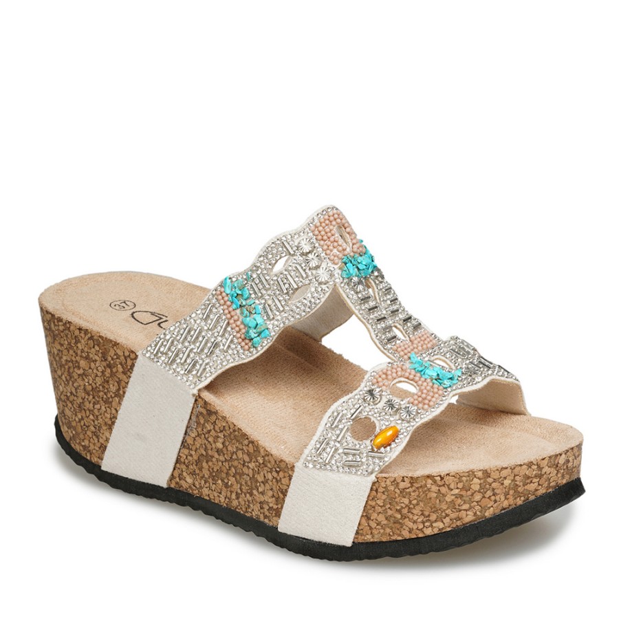 Zeytuk Lame Taşlı Tekstil Kadın Terlik 