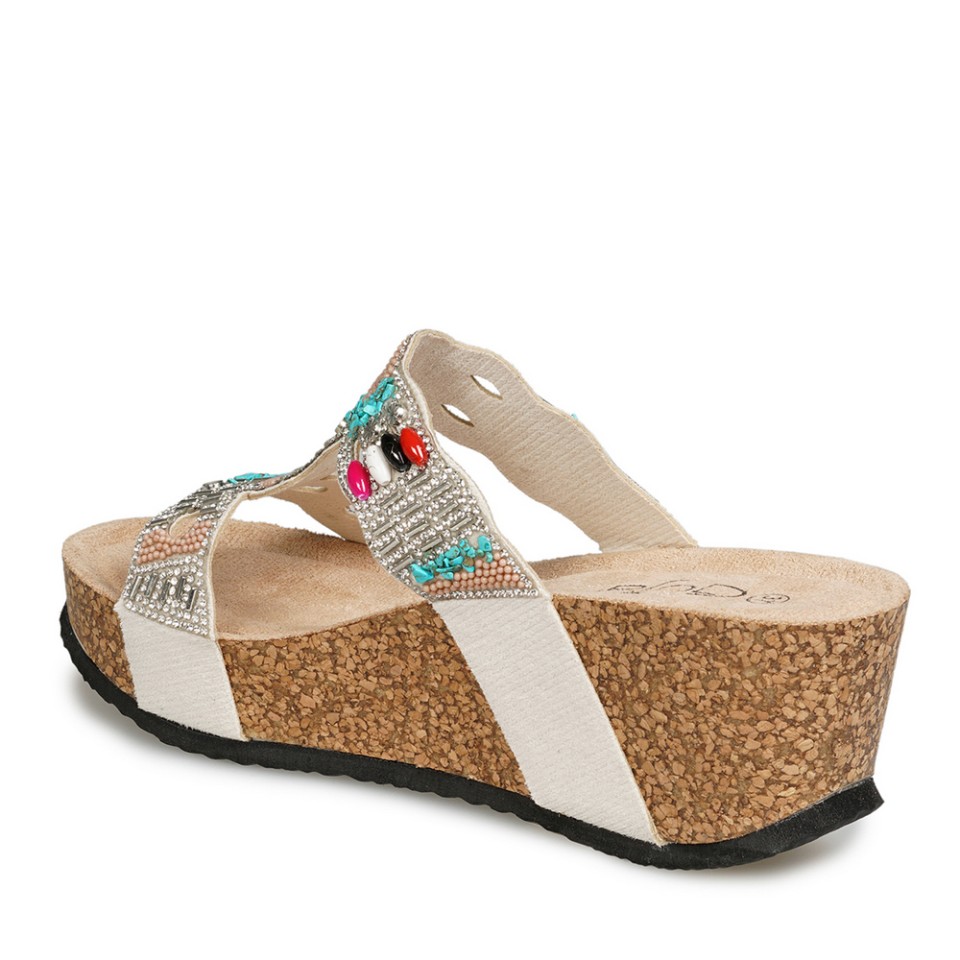 Zeytuk Lame Taşlı Tekstil Kadın Terlik 