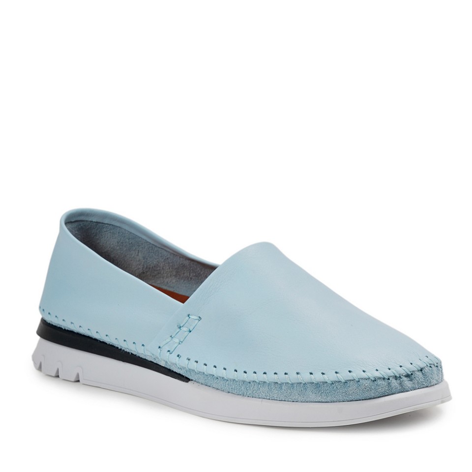 Zeytuk Mavi Espadril Deri Kadın Ayakkabı