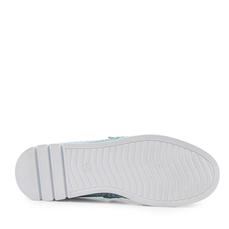 Zeytuk Mavi Espadril Deri Kadın Ayakkabı