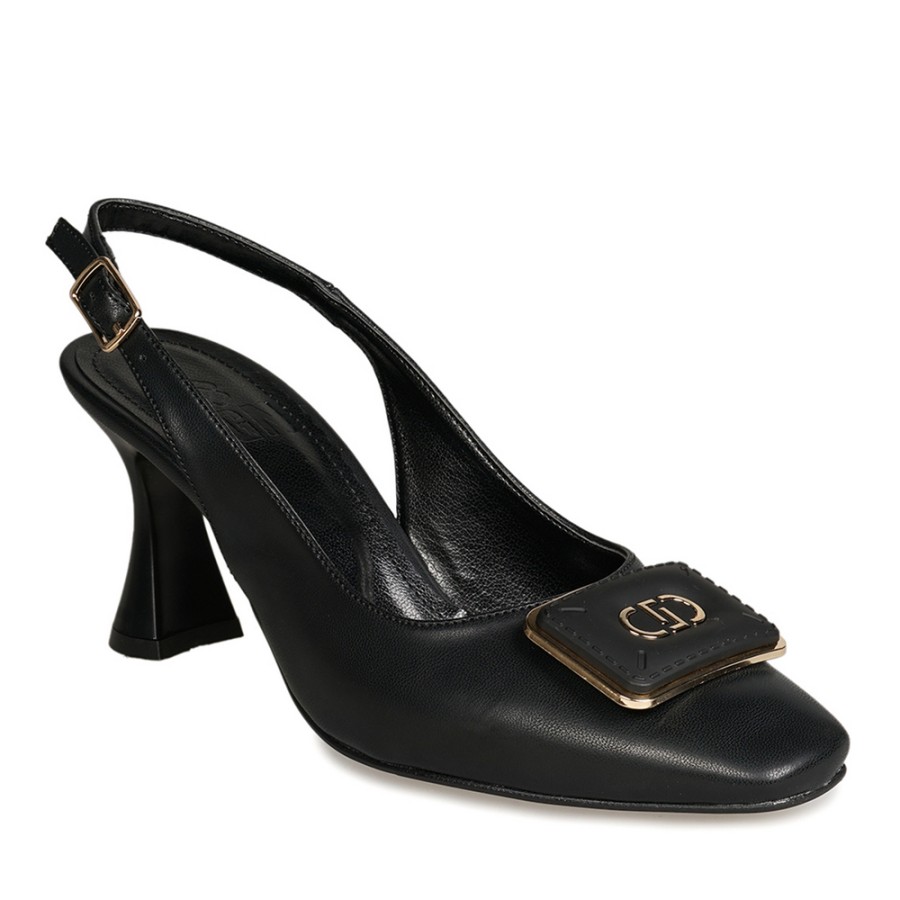 Zeytuk Siyah Abiye Deri Kadın Ayakkabı 