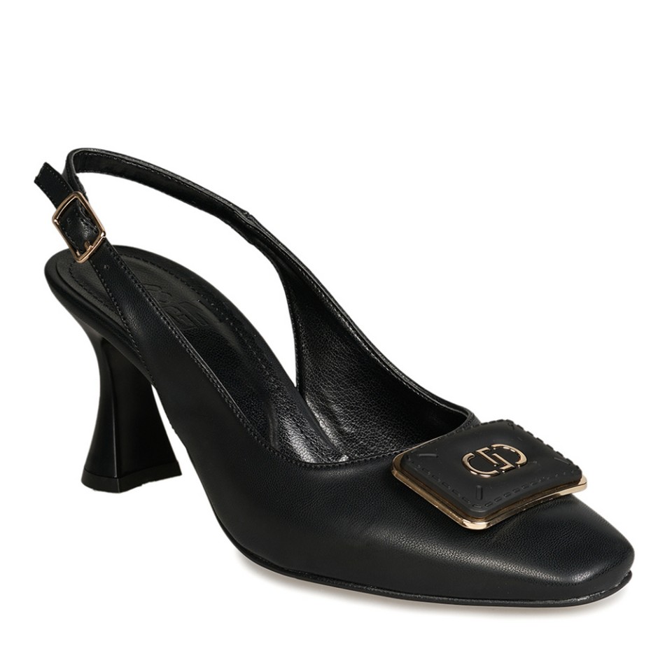 Zeytuk Siyah Abiye Deri Kadın Ayakkabı 