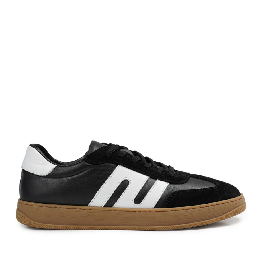 Zeytuk Siyah-Beyaz Sneakers Hakiki Deri Erkek Ayakkabı