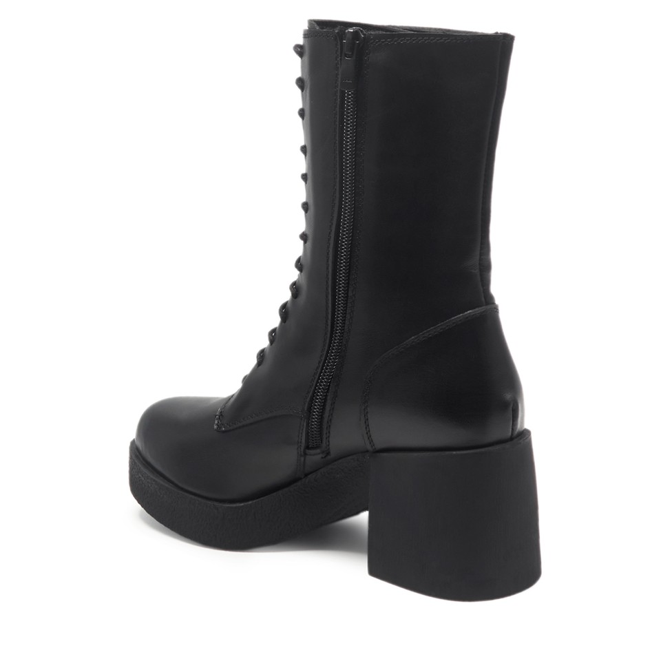 Zeytuk Siyah Casual Deri Kadın Bot