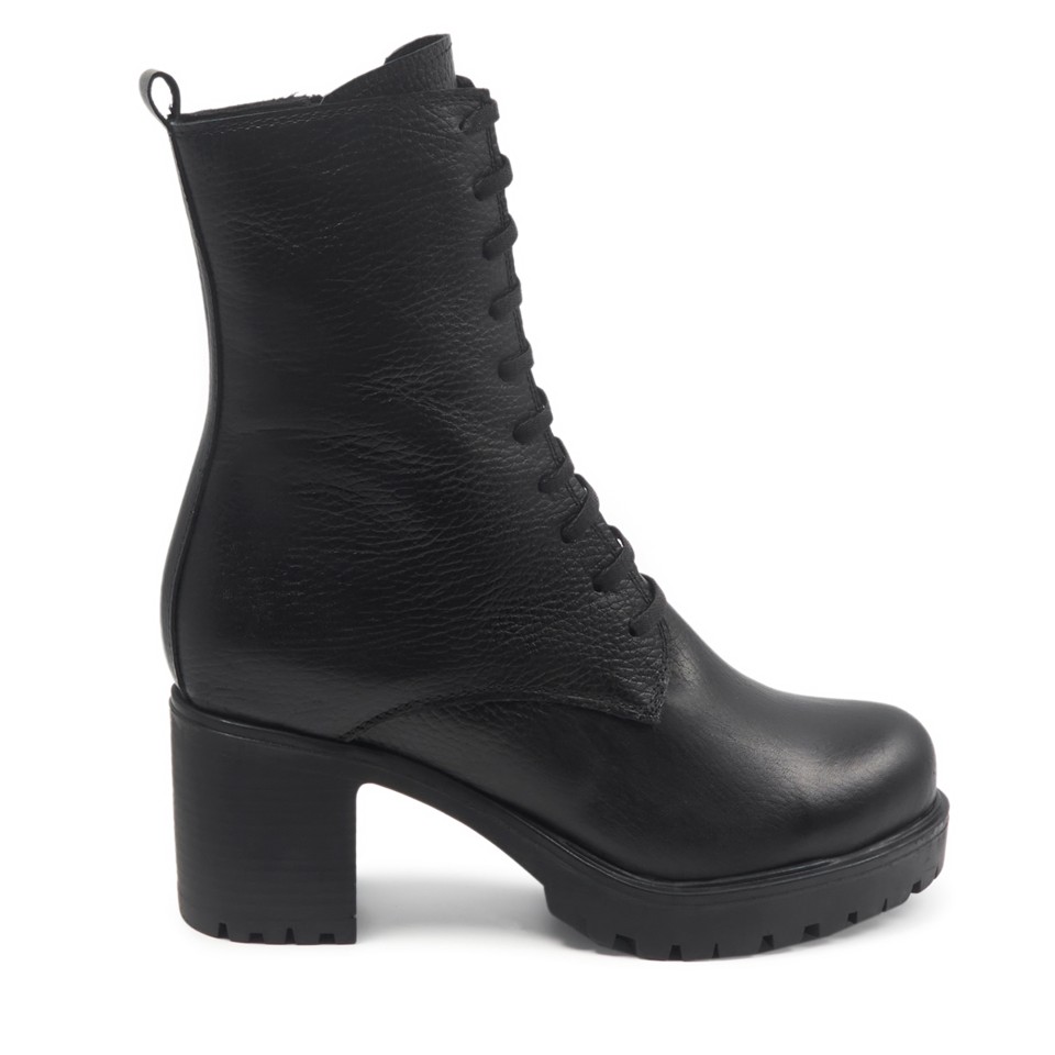 Zeytuk Siyah Casual Deri Kadın Bot