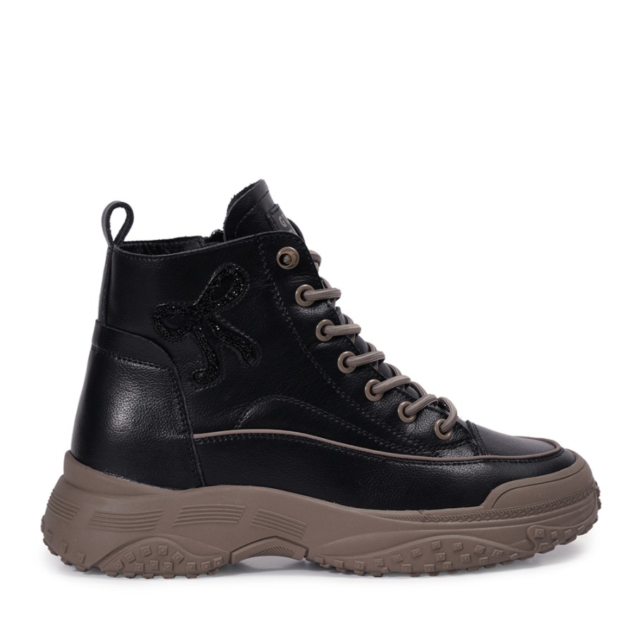 Zeytuk Siyah Casual Hakiki Deri Kadın Bot