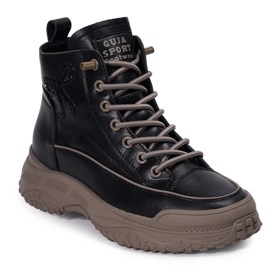 Zeytuk Siyah Casual Hakiki Deri Kadın Bot