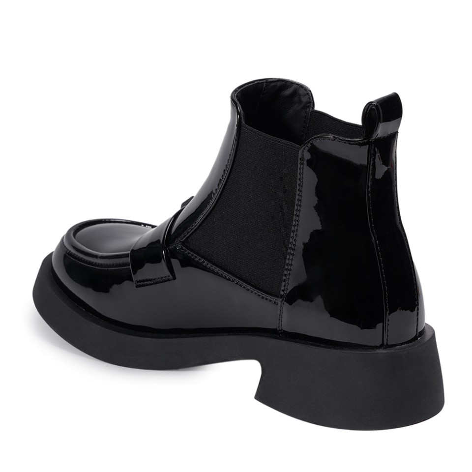 Zeytuk Siyah Casual Rugan Deri Kadın Bot