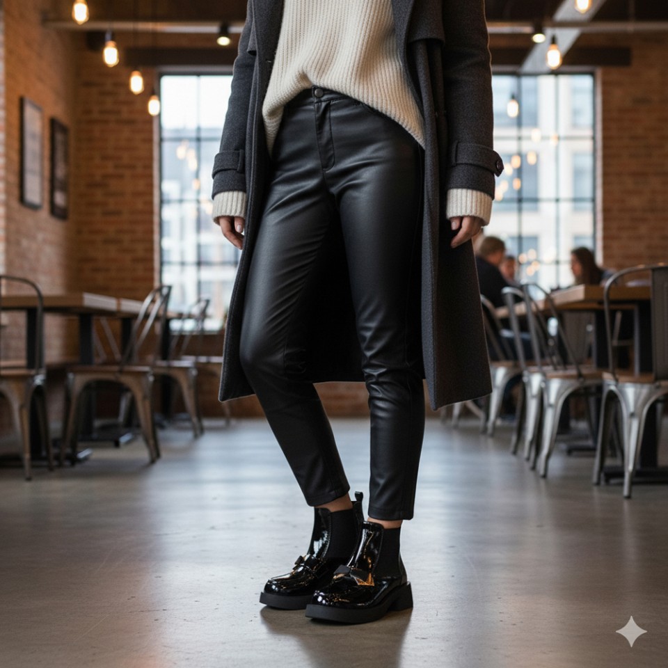 Zeytuk Siyah Casual Rugan Deri Kadın Bot