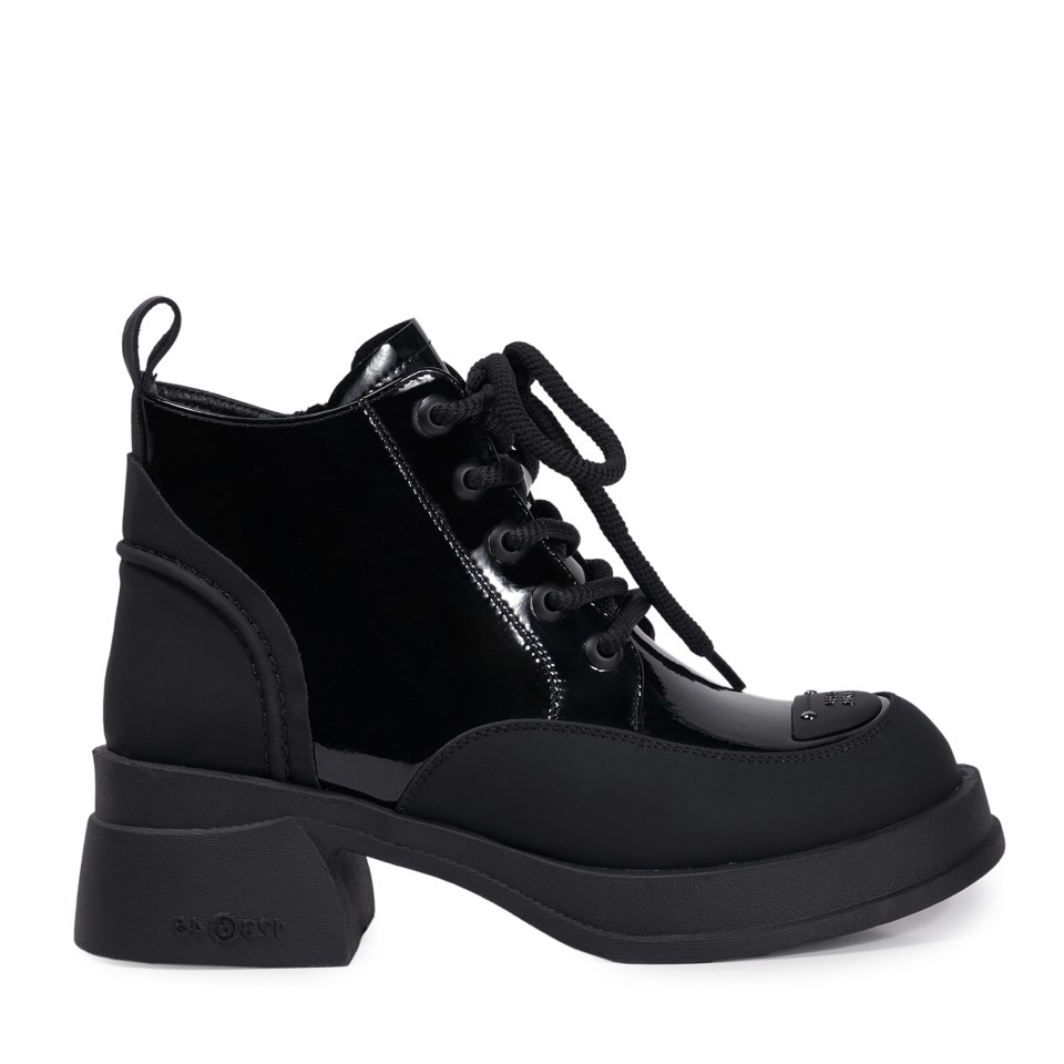 Zeytuk Siyah Casual Rugan Deri Kadın Bot