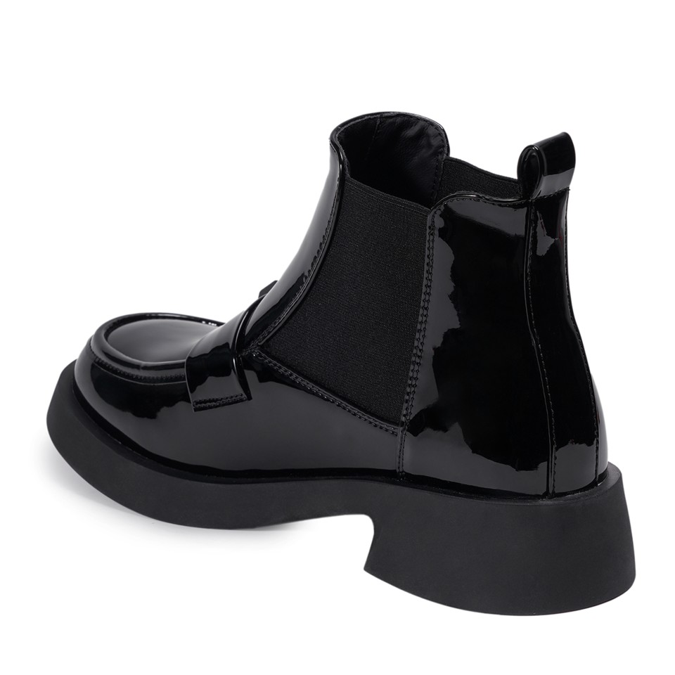 Zeytuk Siyah Casual Rugan Deri Kadın Bot