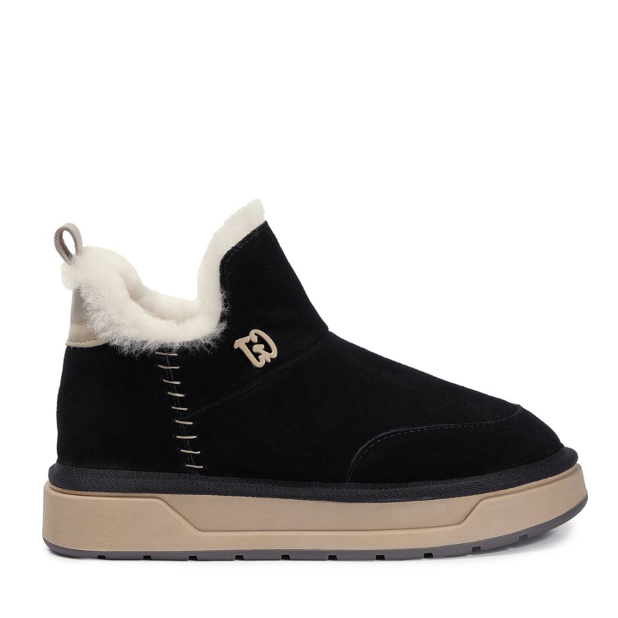 Zeytuk Siyah Casual Süet Deri Kadın Bot