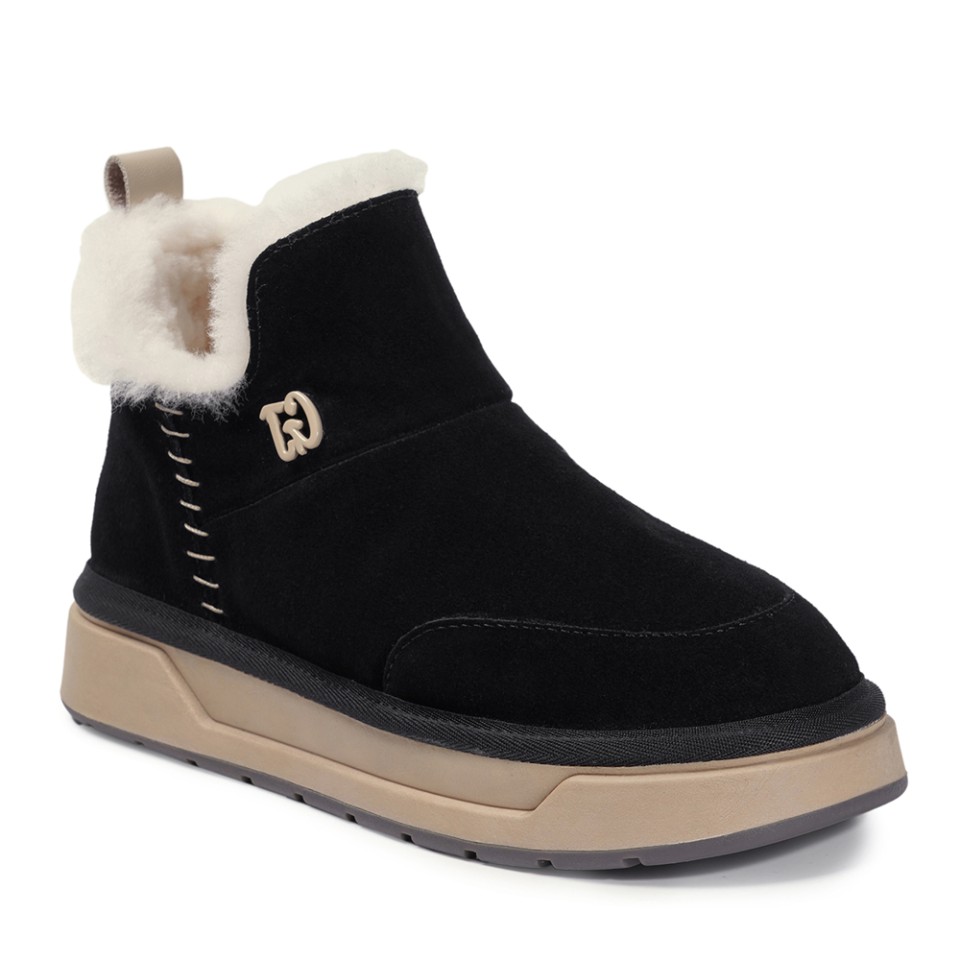 Zeytuk Siyah Casual Süet Deri Kadın Bot