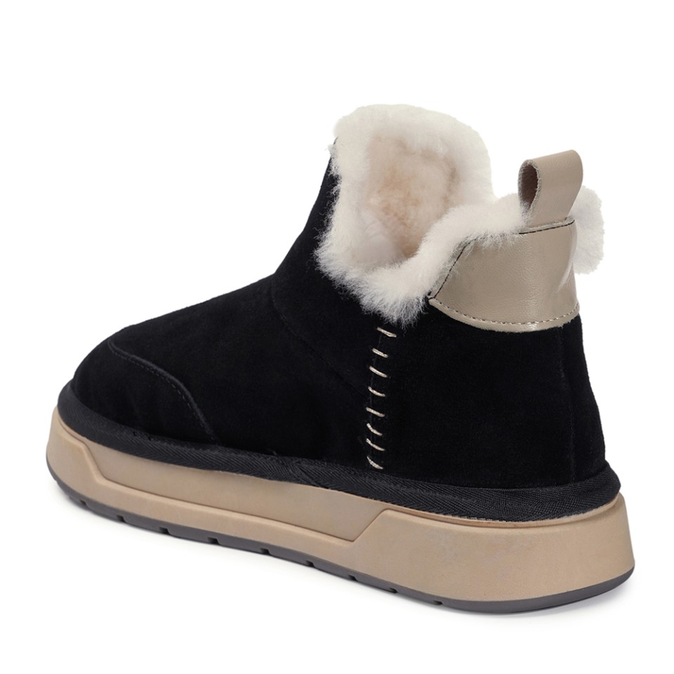 Zeytuk Siyah Casual Süet Deri Kadın Bot