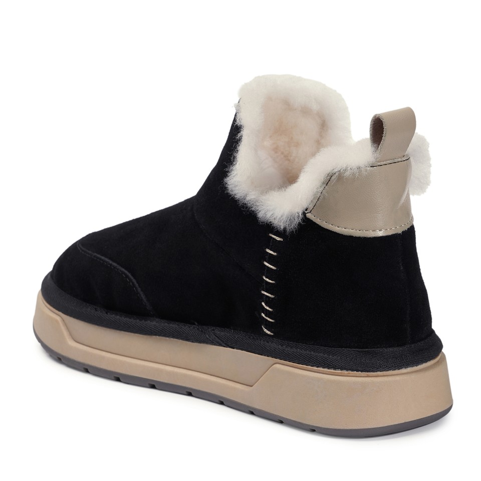 Zeytuk Siyah Casual Süet Deri Kadın Bot