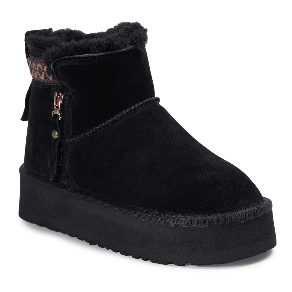 Zeytuk Siyah Casual Süet Deri Kadın Bot