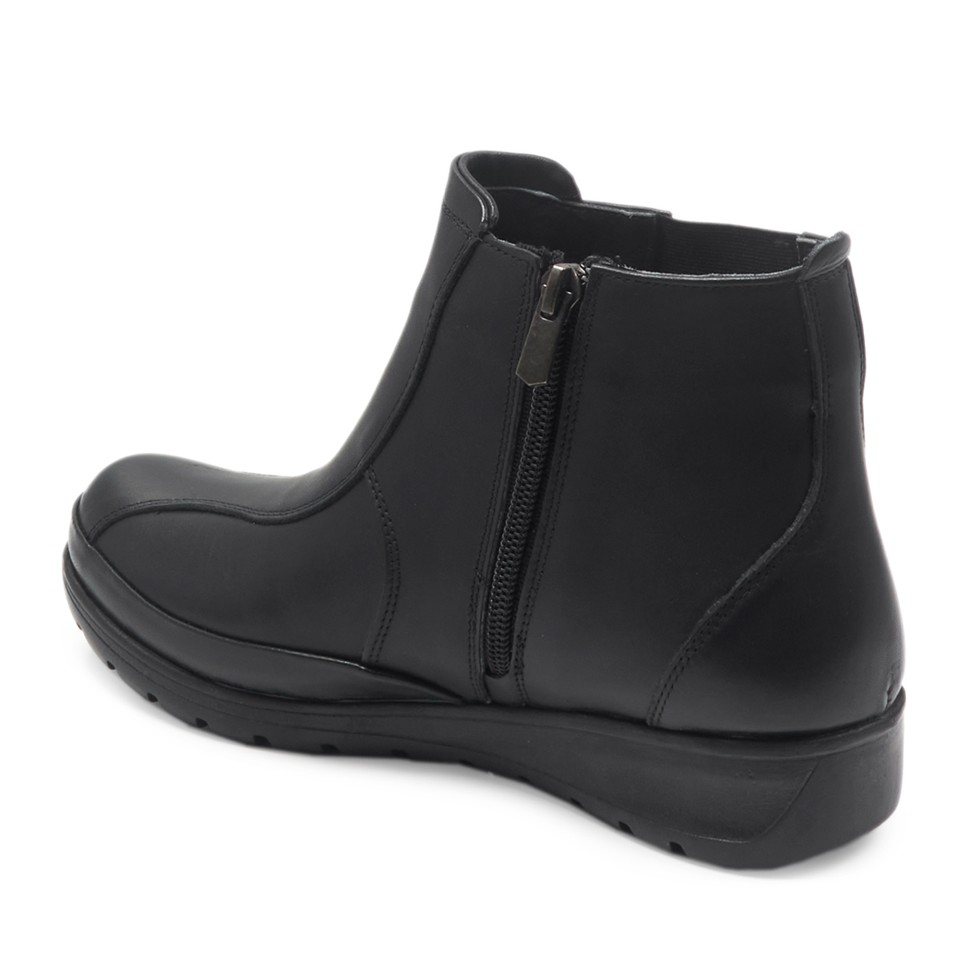 Zeytuk Siyah Comfort Deri Kadın Bot