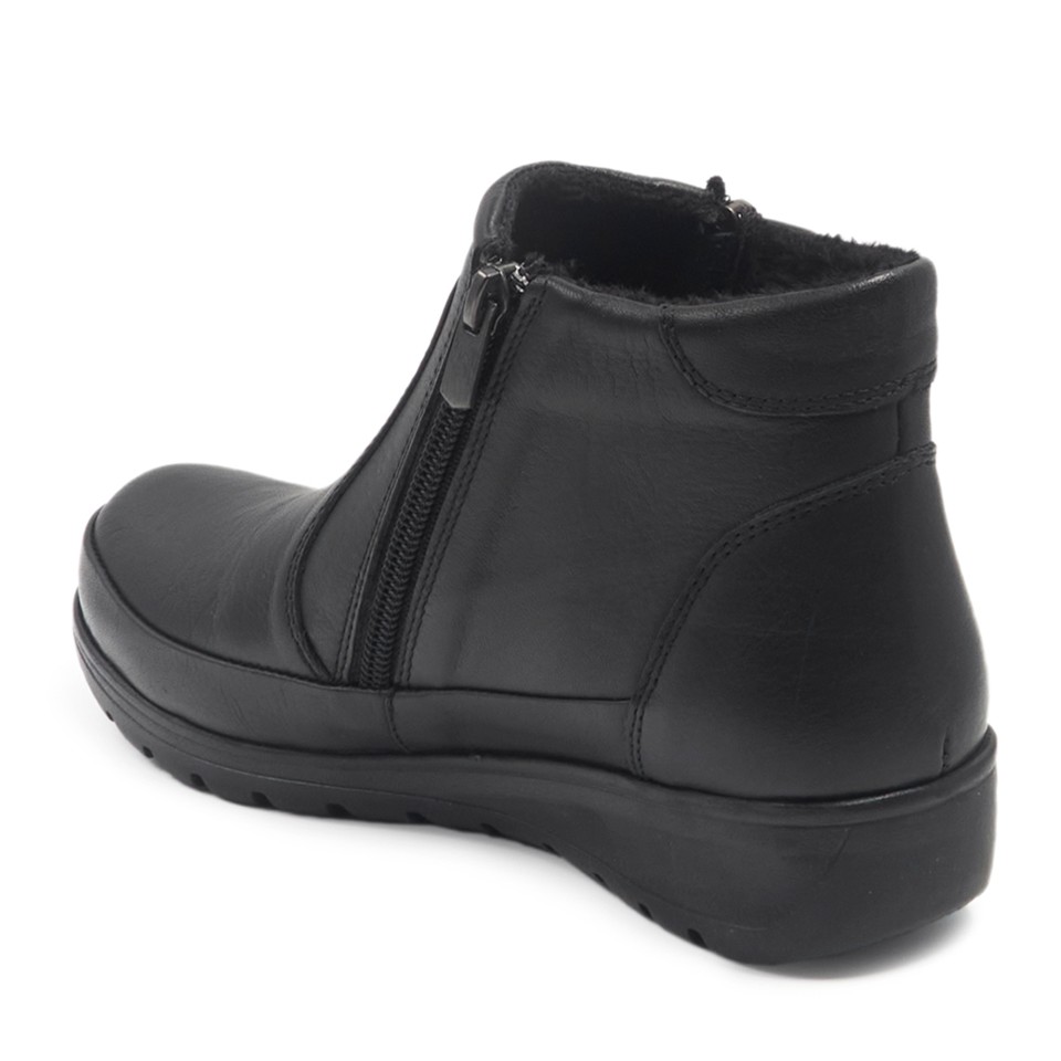 Zeytuk Siyah Comfort Deri Kadın Bot