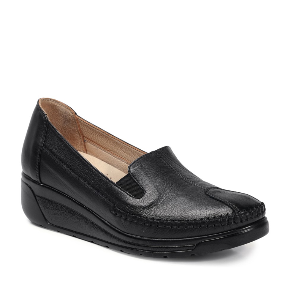 Zeytuk Siyah Comfort Hakiki Deri Kadın Ayakkabı