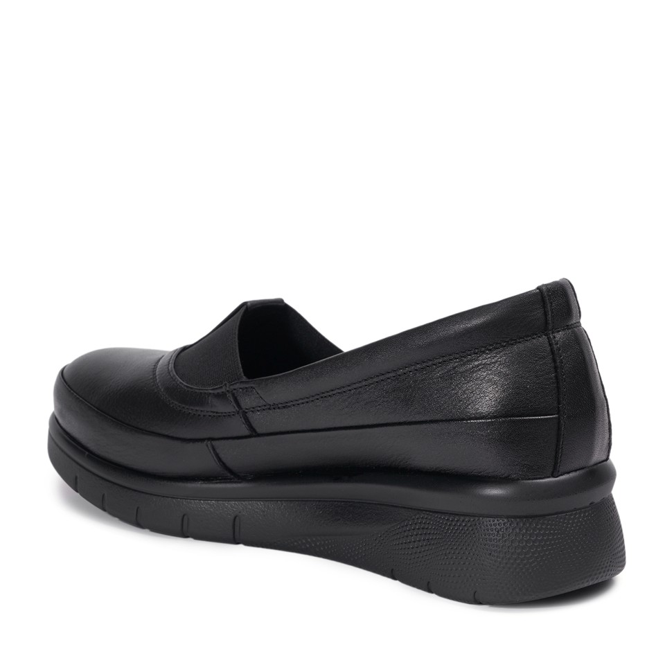 Zeytuk Siyah Comfort Hakiki Deri Kadın Ayakkabı