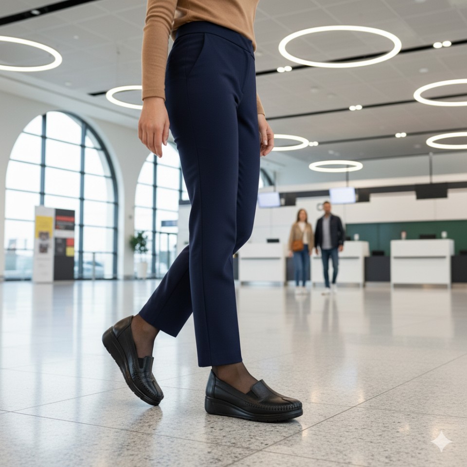 Zeytuk Siyah Comfort Hakiki Deri Kadın Ayakkabı