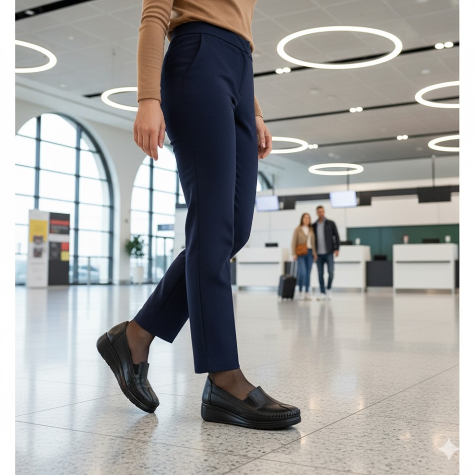 Zeytuk Siyah Comfort Hakiki Deri Kadın Ayakkabı