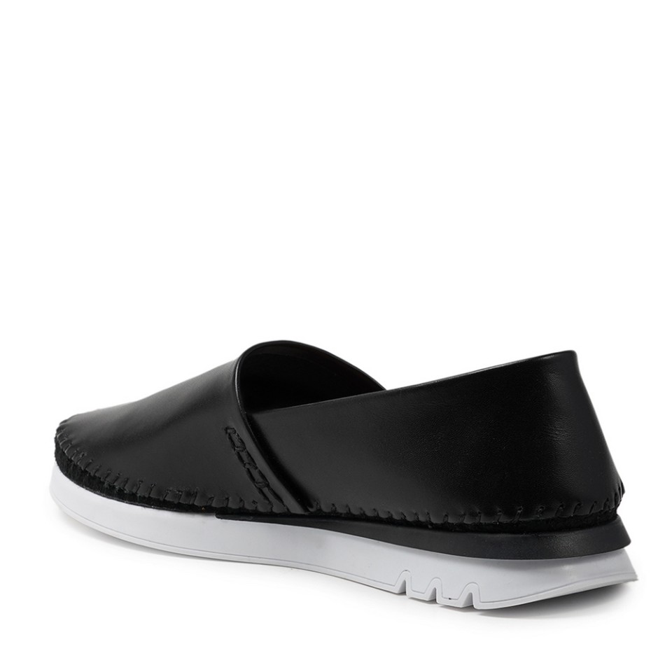 Zeytuk Siyah Espadril Deri Kadın Ayakkabı