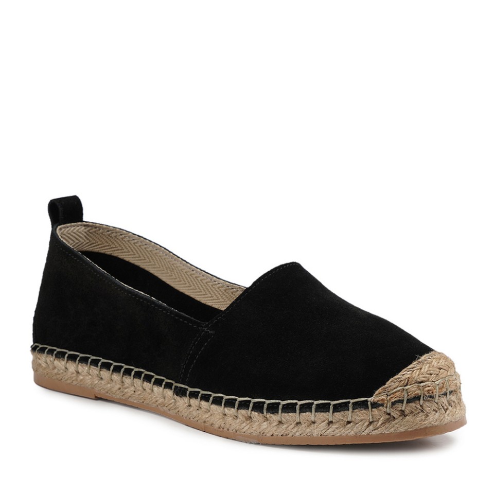 Zeytuk Siyah Espadril Süet Kadın Ayakkabı 