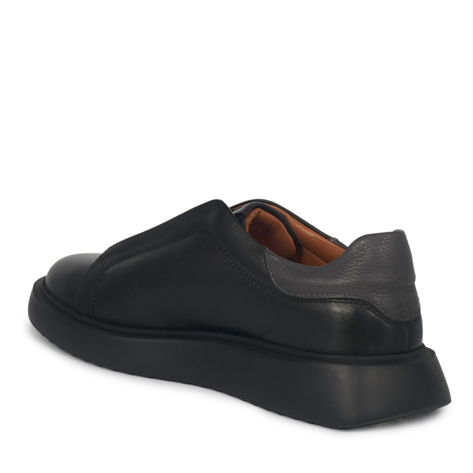 Zeytuk Siyah Hakiki Deri Casual Erkek Ayakkabı 