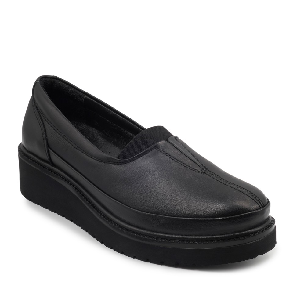 Zeytuk Siyah Hakiki Deri Casual Kadın Ayakkabı 