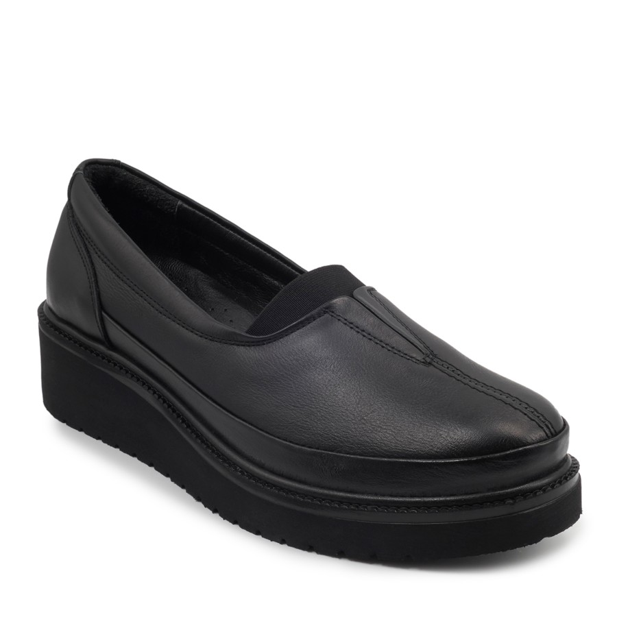 Zeytuk Siyah Hakiki Deri Casual Kadın Ayakkabı 