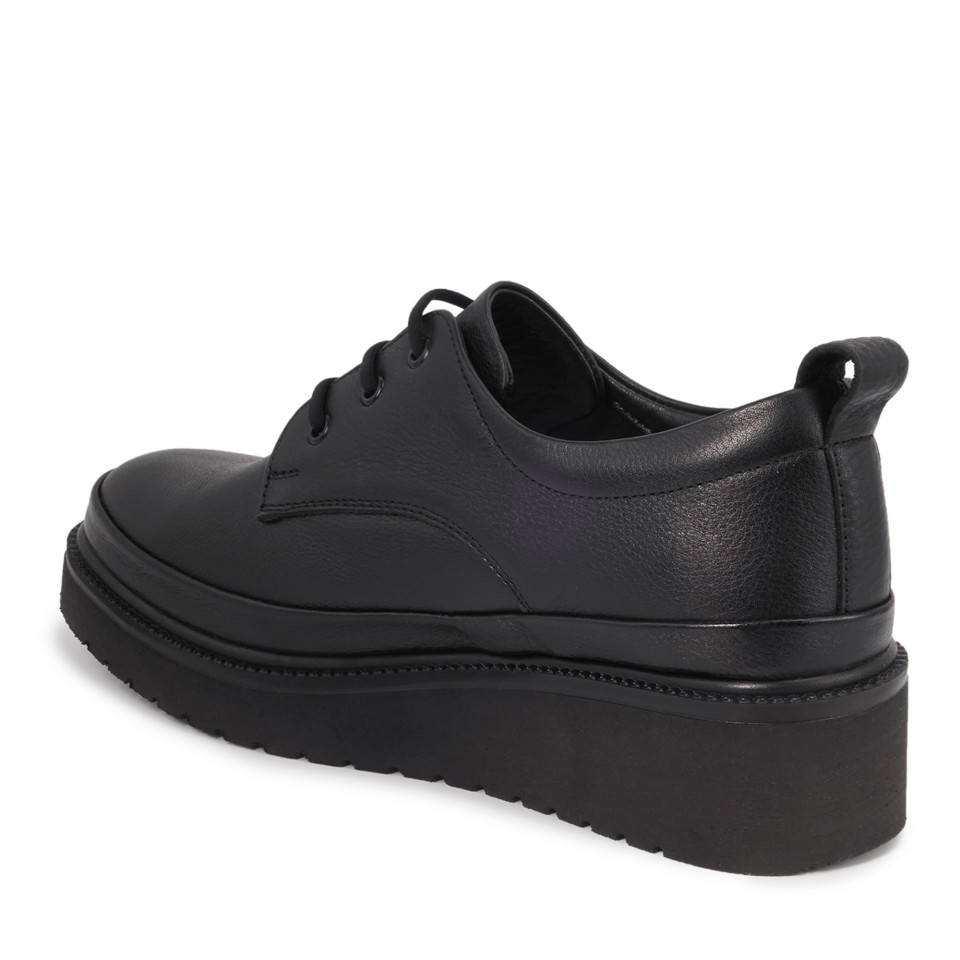 Zeytuk Siyah Hakiki Deri Casual Kadın Ayakkabı