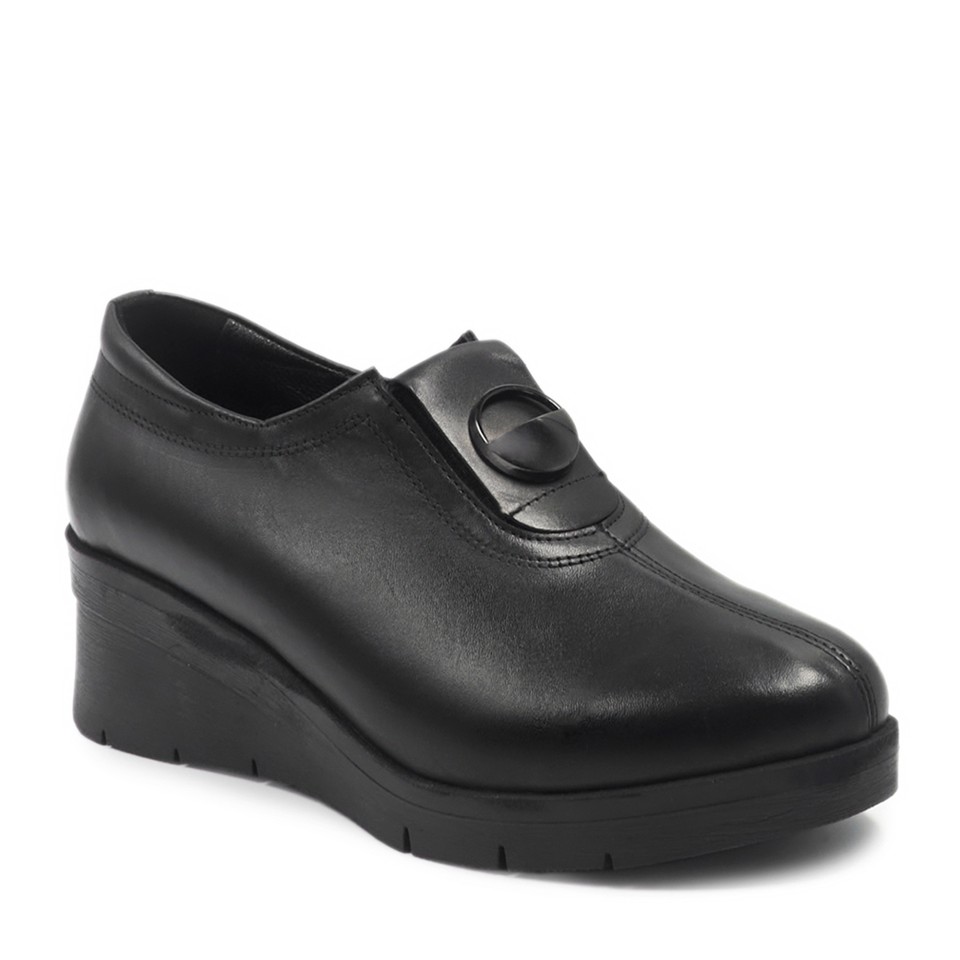 Zeytuk Siyah Hakiki Deri Comfort Kadın Ayakkabı