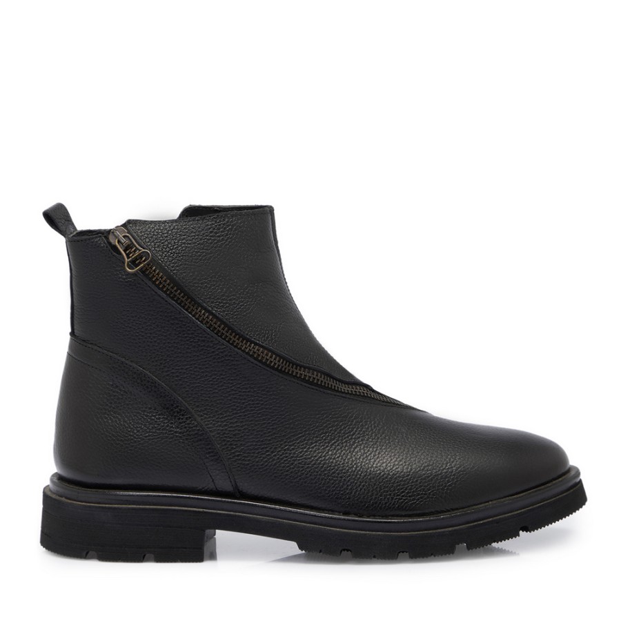 Zeytuk Siyah Hakiki Deri Erkek Bot