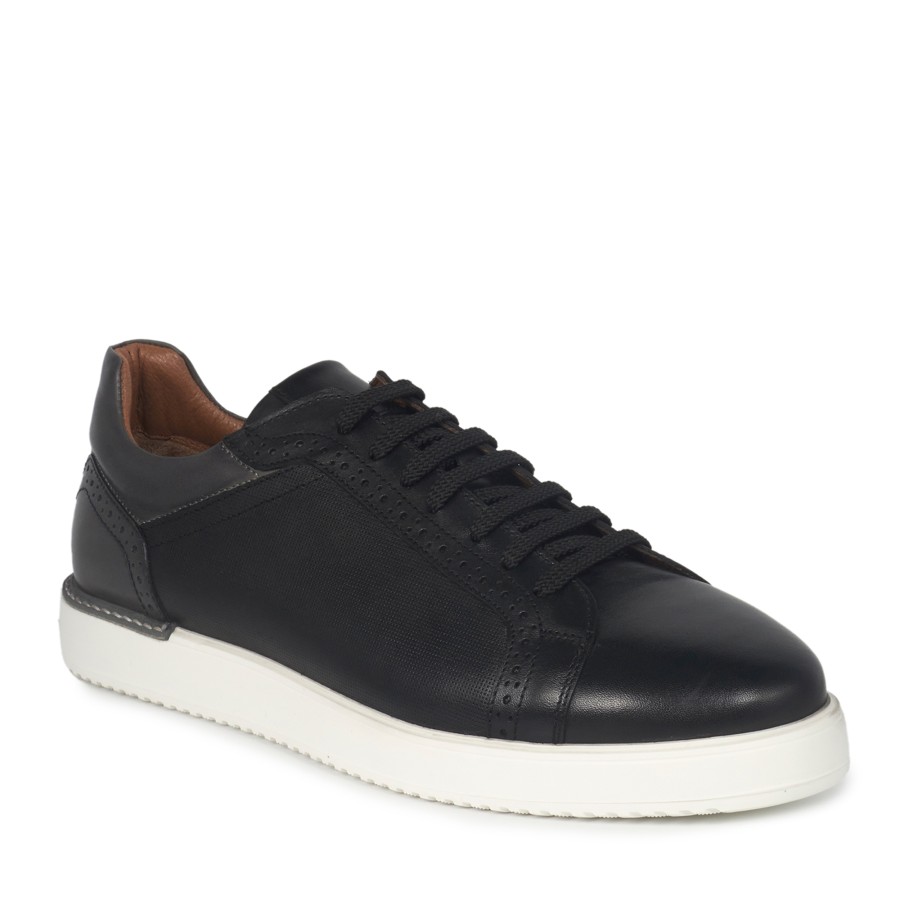 Zeytuk Siyah Hakiki Deri Erkek Sneakers  