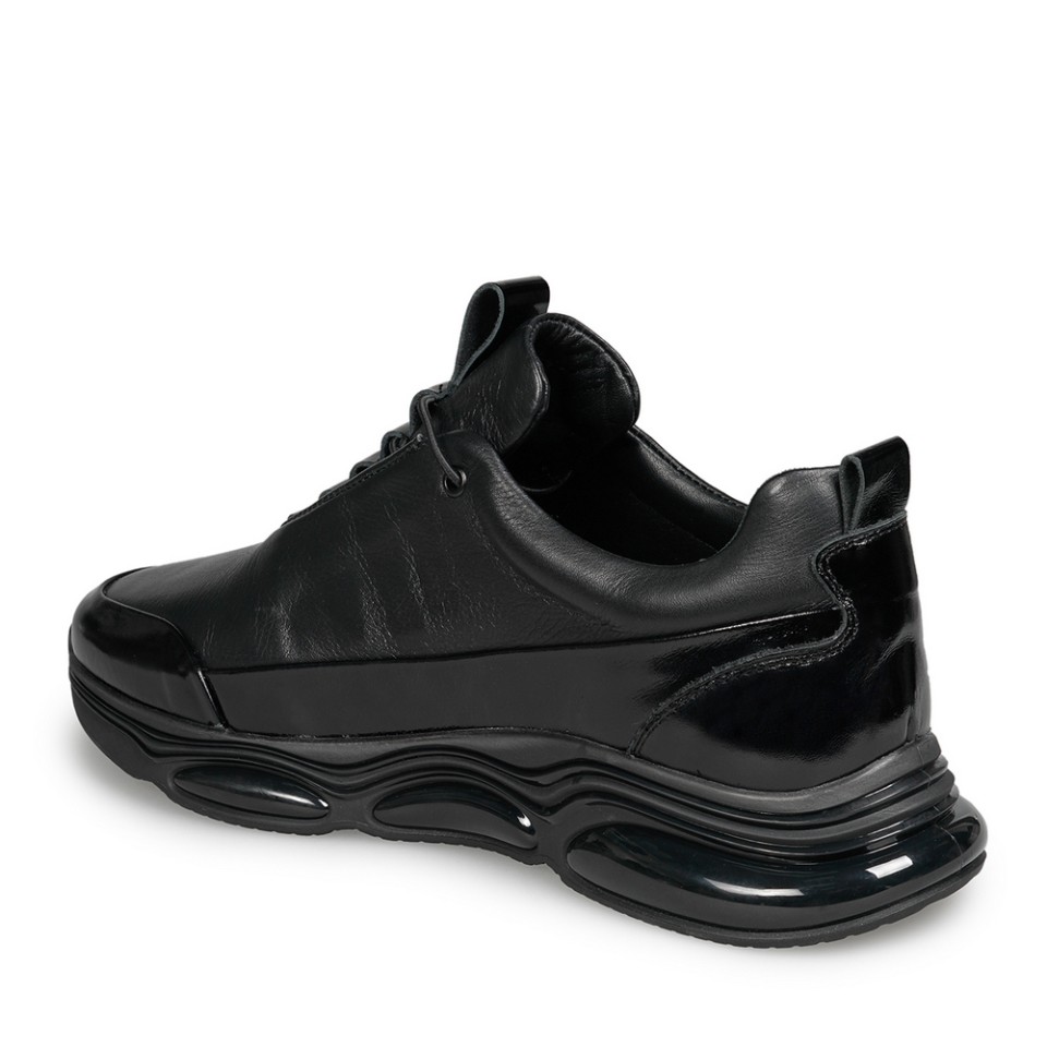 Zeytuk Siyah Hakiki Deri Erkek Sneakers  