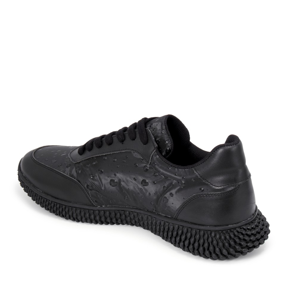 Zeytuk Siyah Hakiki Deri Erkek Sneakers