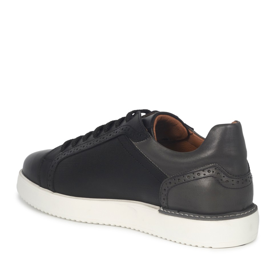 Zeytuk Siyah Hakiki Deri Erkek Sneakers