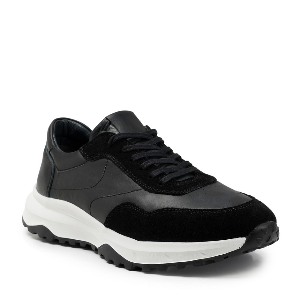 Zeytuk Siyah Hakiki Deri Erkek Sneakers