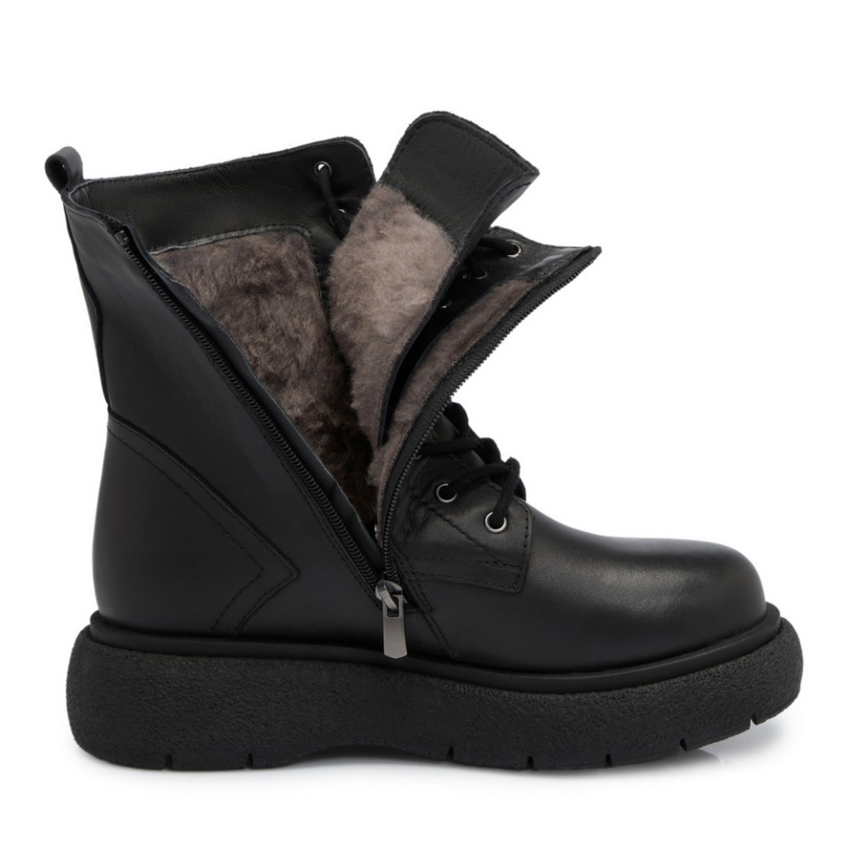 Zeytuk Siyah Hakiki Deri Kadın Bot