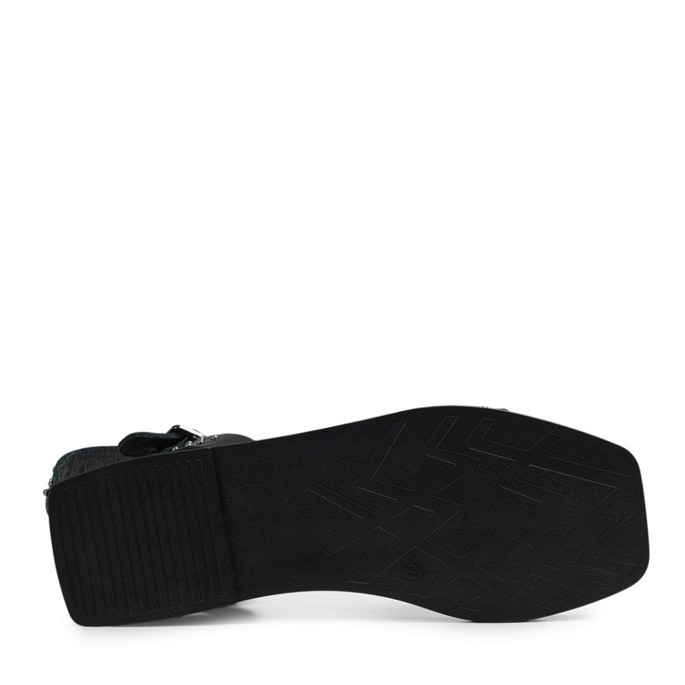 Zeytuk Siyah Hakiki Deri Kadın Sandalet