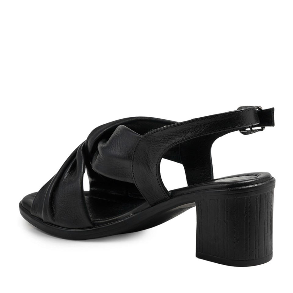 Zeytuk Siyah Hakiki Deri Kadın Sandalet