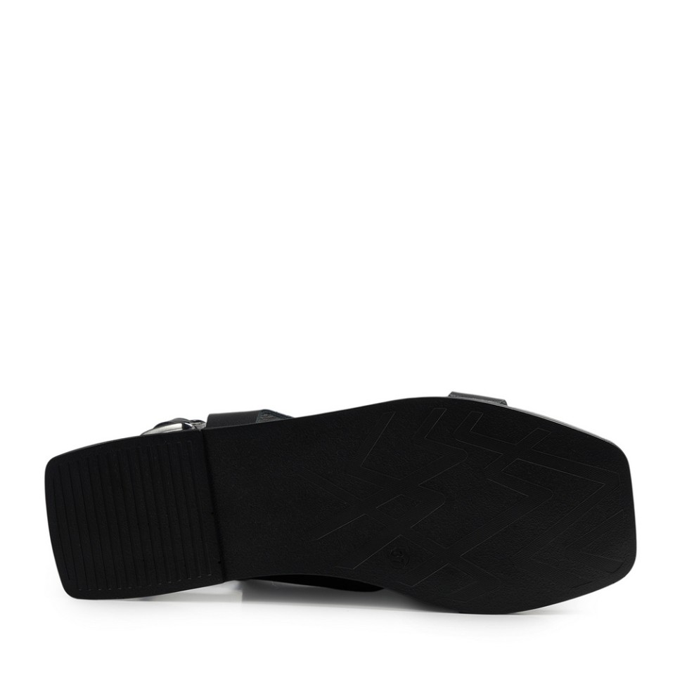 Zeytuk Siyah Hakiki Deri Kadın Sandalet  