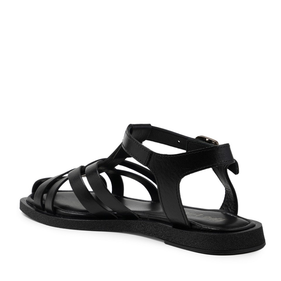 Zeytuk Siyah Hakiki Deri Kadın Sandalet  