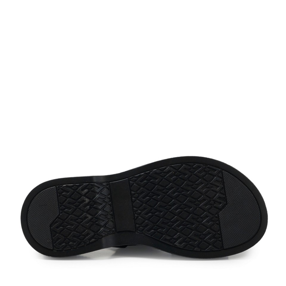 Zeytuk Siyah Hakiki Deri Kadın Sandalet  