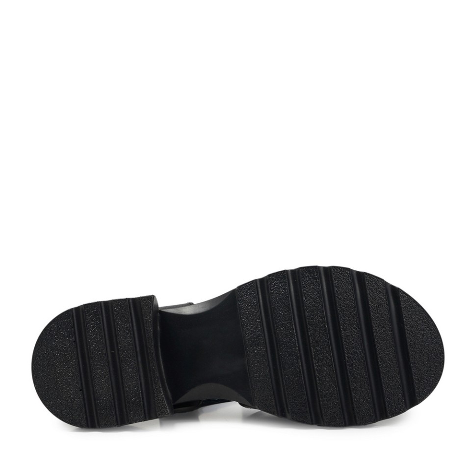 Zeytuk Siyah Hakiki Deri Kadın Sandalet  