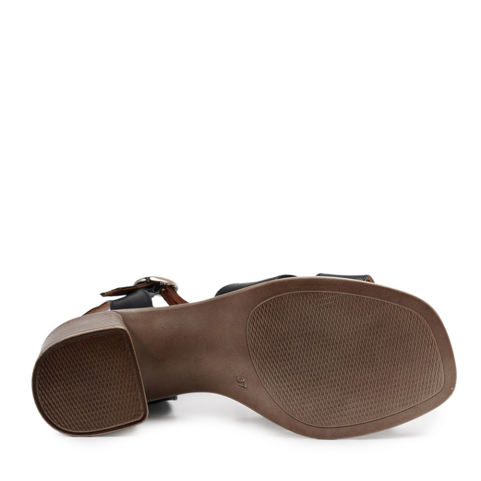 Zeytuk Siyah Hakiki Deri Kadın Sandalet  