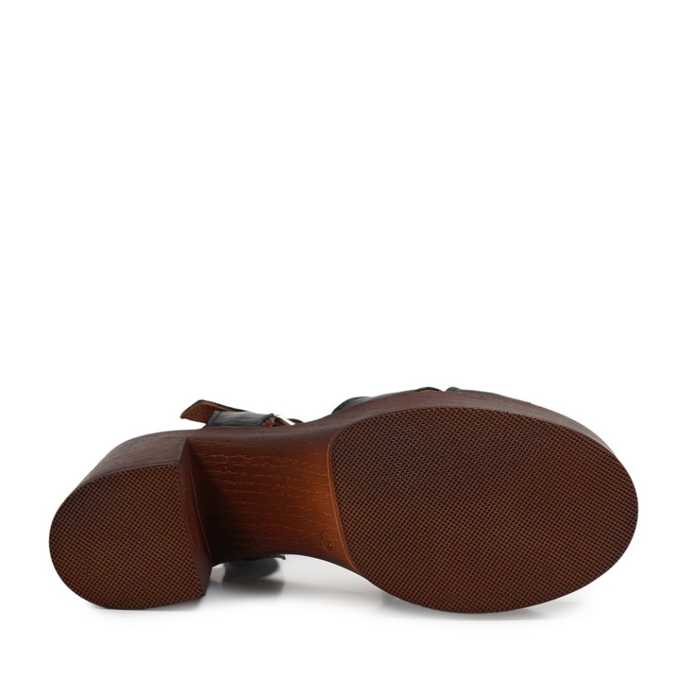 Zeytuk Siyah Hakiki Deri Kadın Sandalet  